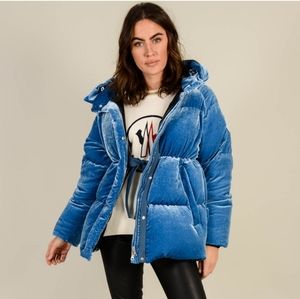 Moncler Butor Blue Velvet Down Puffer Jacket 3